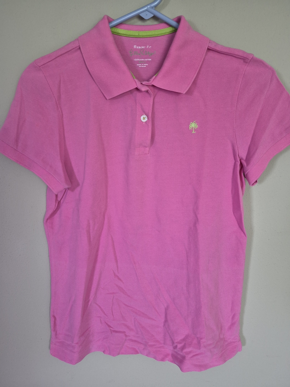 Lilly Pulitzer Pink Polo with Lime Trim
